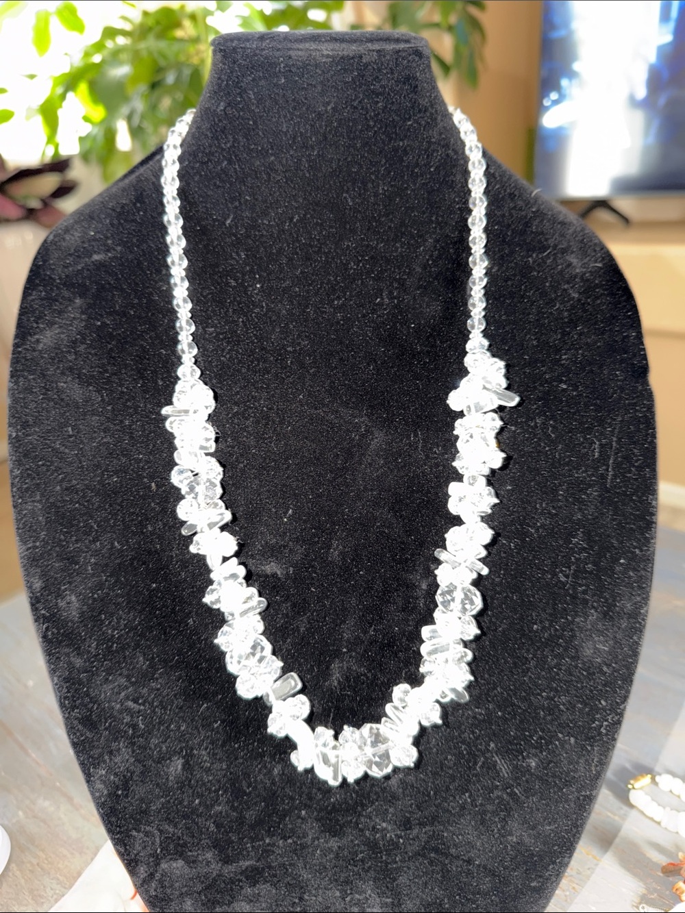 Clear Crystal Bead Necklace - Women Jewelry